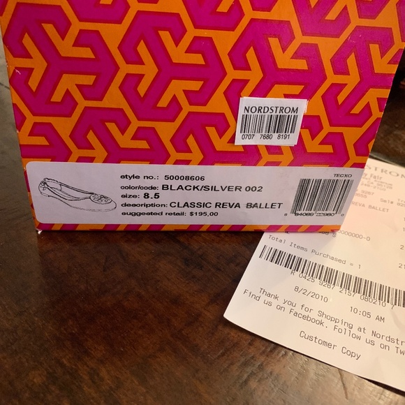 Tory Burch Black/Silver Leather Reva Flats -- Size 8.5 - Picture 13 of 13